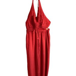 Chic Red Lace Halter Chemise